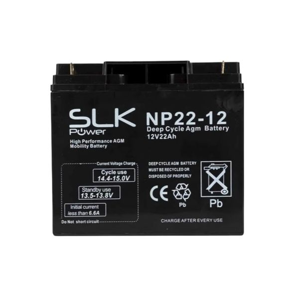 SLK Power Mobility Scooter AGM Battery 1 x 12v 22ah Quality and Performance, Reliable and Long Lasting Replacement Batteries for Electric Scooters and Wheelchairs