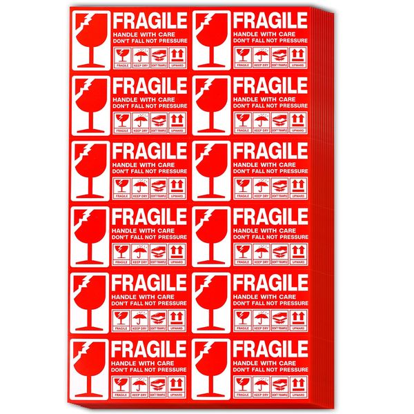 Handling Caution Seal, 100 Pieces, Fragile Goods Seal, Luggage Tag Seal, Sign Seal, Fragile Items, Packaging Label, Waterproof (3.5 x 2.0 inches (9 x 5 cm)