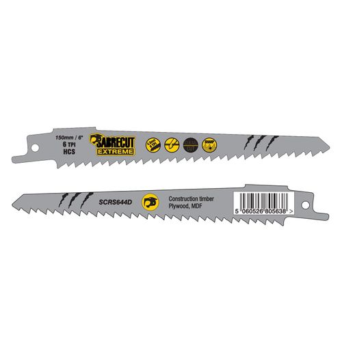 5 x SabreCut SCRS644D_5 150mm 6 TPI S644D Fast Wood Cutting Reciprocating Sabre Saw Blades Compatible with Bosch Dewalt Makita and many others
