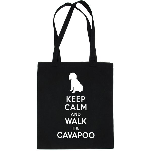 Print4U Keep Calm and Walk The Cavapoo Dog Lover Shopping Tote Bag Black