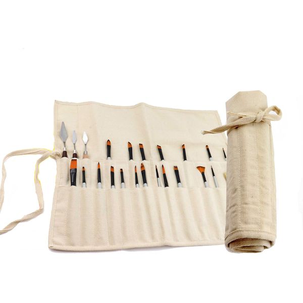 Liquidraw Paint Brush Holder Roll Up Brush Bag 30 Pocket Case Storage Pouch Make up Brush Case