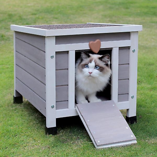 Cat House Outdoor, Feral Cat Shelter, outside Rabbit Hutch Weatherproof Wooden S