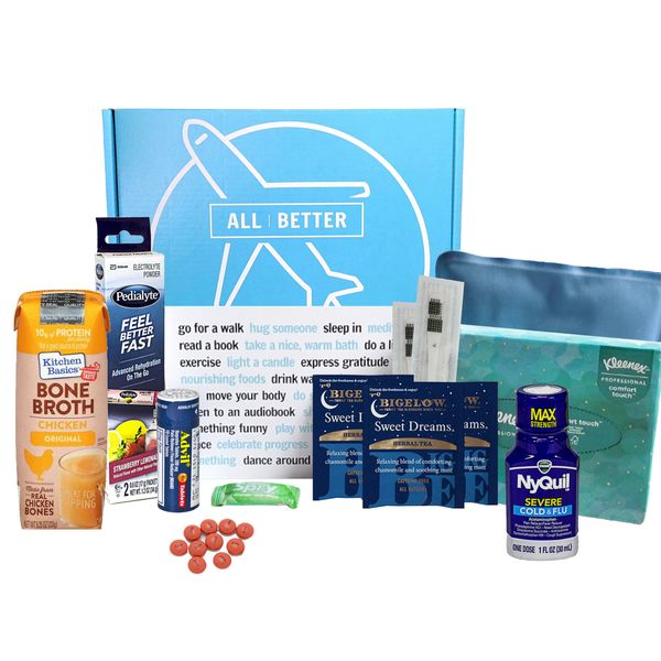 All | Better Covid Care Package for Sick Friend with Flu, Virus, Fever, or Covid, Get Well Soon Gift Basket, Box No. 02 (Medium)