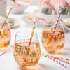 Comfy Package, [200 Pack] Hot Pink & Gold Paper Drinking Straws 100% Biodegradable Multi-Pattern Party Straws