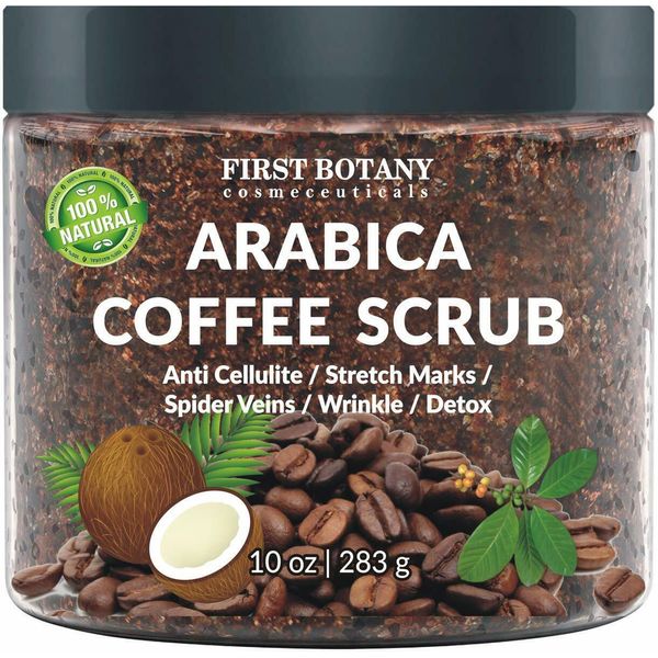 100% Natural Arabica Café Scrub 12 onzas) Con Café Orgánico, Coco y manteca de