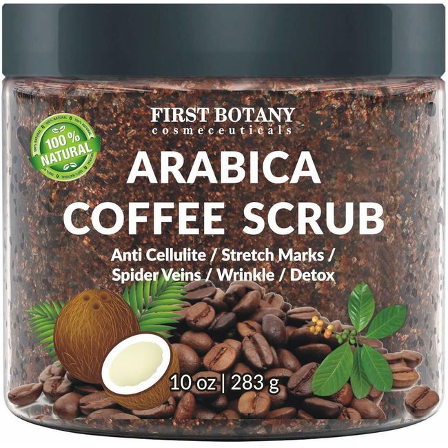 100% Natural Arabica Café Scrub 12 onzas) Con Café Orgánico, Coco y manteca de