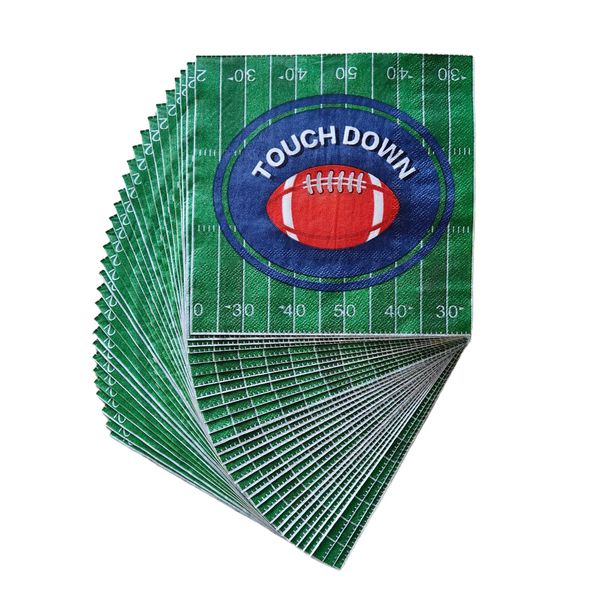 32Pcs Football Birthday Party Supplies Disposable Paper Cocktail Napkins,Sport Football Game Time Tailgate Party Favors Decorations Paper Napkins