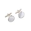 Rocking Party Plain Colour Fabric 1.5 cm Patterned Wedding Silver Plated Cufflinks for Men (Light Grey)