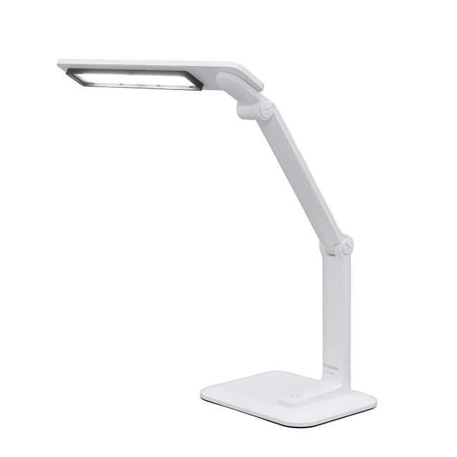 Iris Ohyama LDL-502-W Desk Light, Wide Movable, Ambidextrous, Stepless Dimming, Glare Guard, High Color Rendering, Energy Saving, 2500 lx White