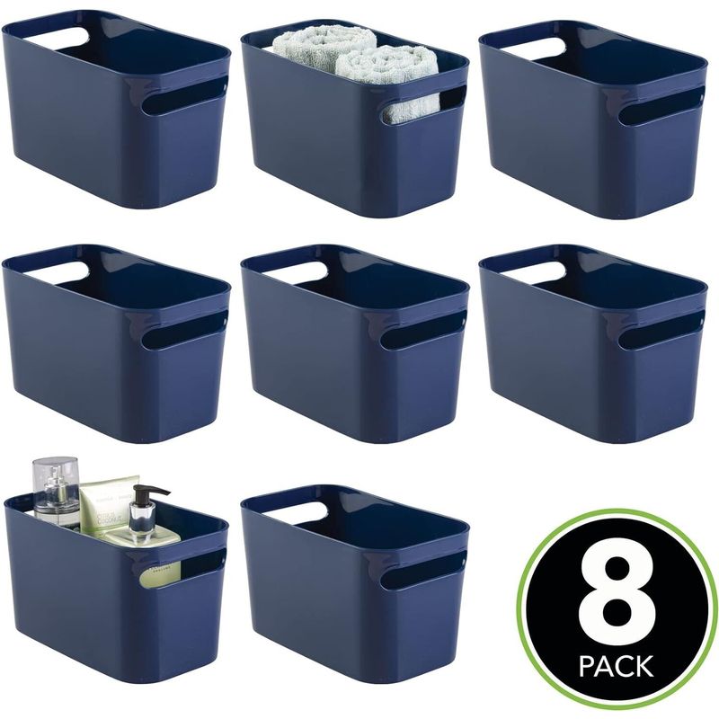 Bathroom Storage Bins*Blue Plastic Baskets For Shelves/Home/Pantry ...