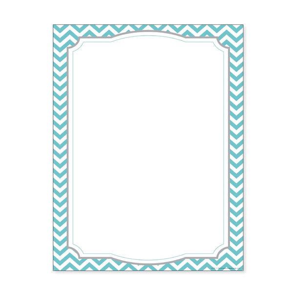 Barker Creek Designer Computer Paper, Turquoise Chevron, 8.5” x 11”, Decorative Printer Paper, Stationery, 50 Sheets per Pkg, Home, School and Office Supplies (740)