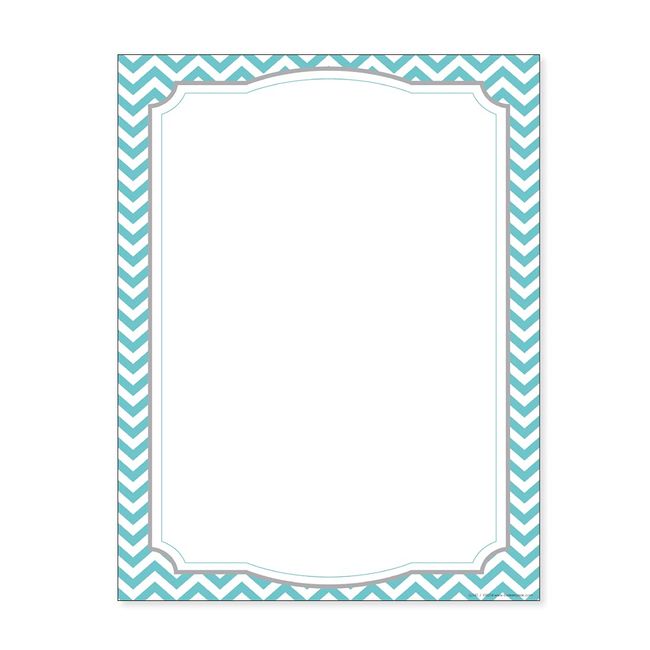 Barker Creek Designer Computer Paper, Turquoise Chevron, 8.5” x 11”, Decorative Printer Paper, Stationery, 50 Sheets per Pkg, Home, School and Office Supplies (740)