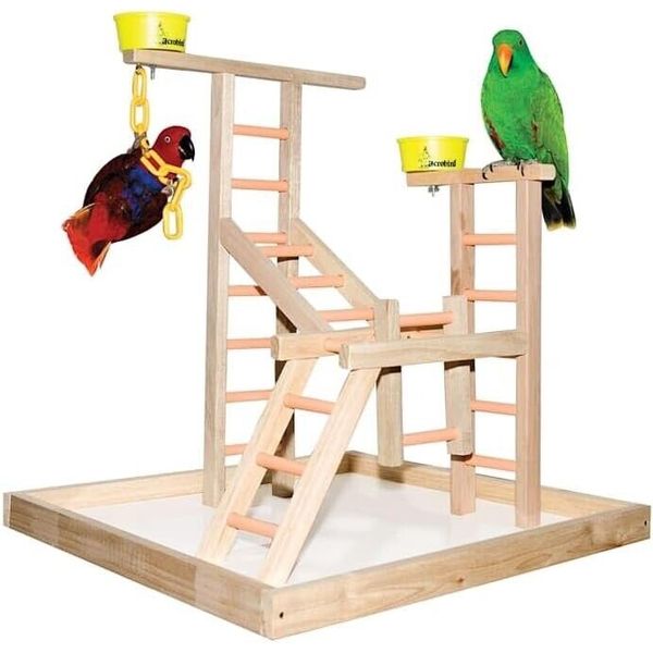 Acrobird PL 20 2-Cup and Chains Pet Toy, 20-Inch Parrot Play Gym Bird Play Stand