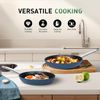 2 Pieces Induction Pots and Pans Set Nonstick Titanium Coated Cookware Set Blue
