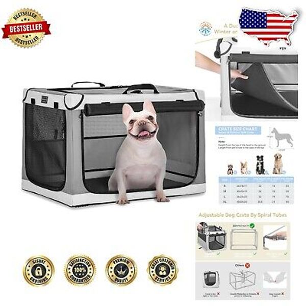 Comfortable 24-Inch Portable Dog Crate with Plush Mat & Ventilated Mesh Doors