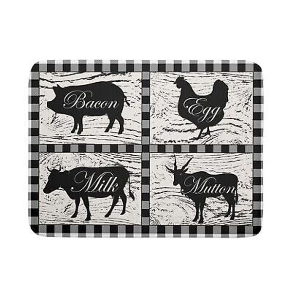 Farmhouse Animal Dish Drying Mat Buffalo Plaid Drainer Rack Mats Fast Dry Abs...