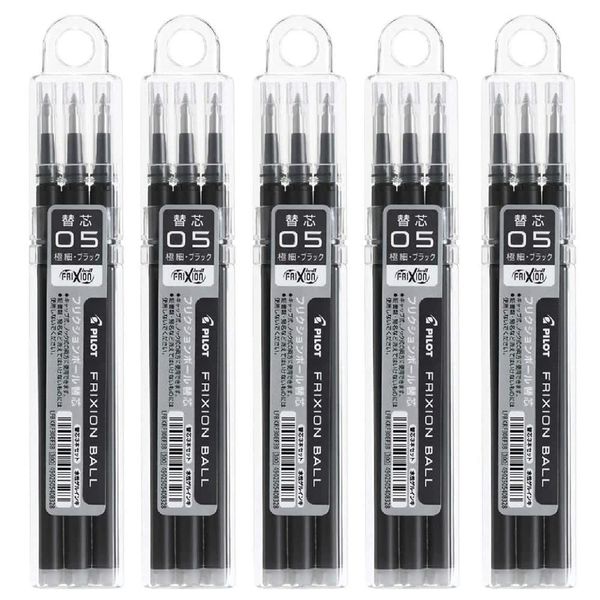 Pilot FriXion Ball Refill, 0.5mm, Black, LFBKRF30EF3B, 3 Pack x 5 Pack Set