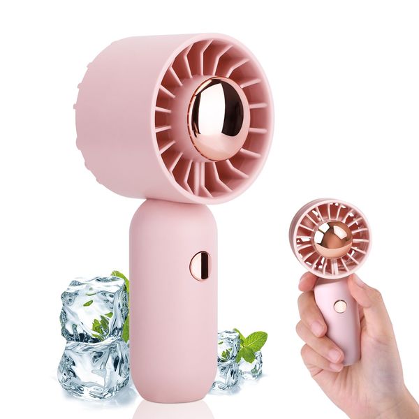 Handheld Fan Portable, Mini USB Hand Fan with Rechargeable Battery and 3 Speeds, Personal Small Pocket Fan for Girls/Women/Kids Travel Holiday Essentials, Electric Fan for Desk/Table/Bedroom (Pink)