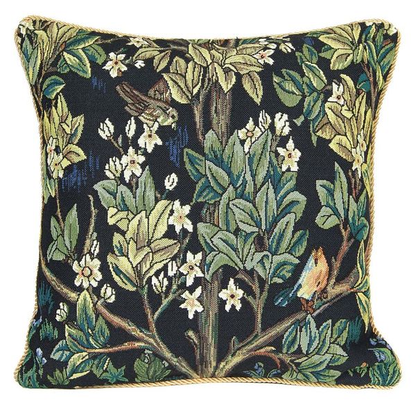 Signare William Morris Artist Tapestry Double Sided Square Throw Pillow Cover 18" x 18"/ 45cm x 45cm (No Padding) in Blue Tree of Life design