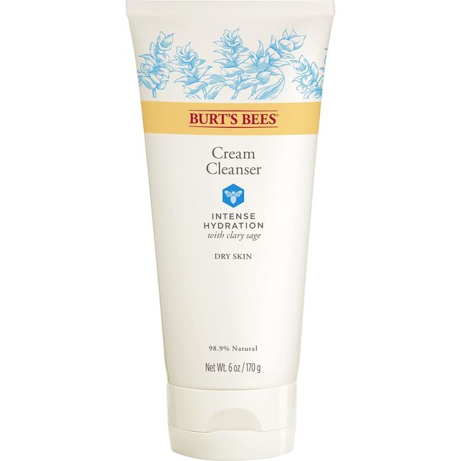 Burt's Bees Intense Hydration Cream Cleanser, Moisturizing Face Wash with Clary Sage, 6 Oz (Package May Vary)