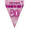Unique Party 55357 - 12ft Foil Glitz Pink 80th Birthday Bunting Flags