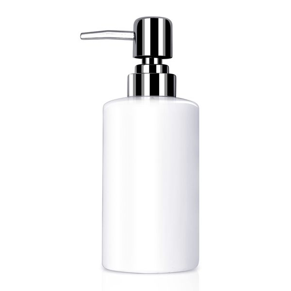 Soap Dispenser, 300ml Ceramic Liquid Dispenser Refillable Hand Lotion Pump Bottles Shampoo Conditioner Shower Gel Dish Detergent Storage Container for Bathroom Countertop Kitchen Laundry Room (White)