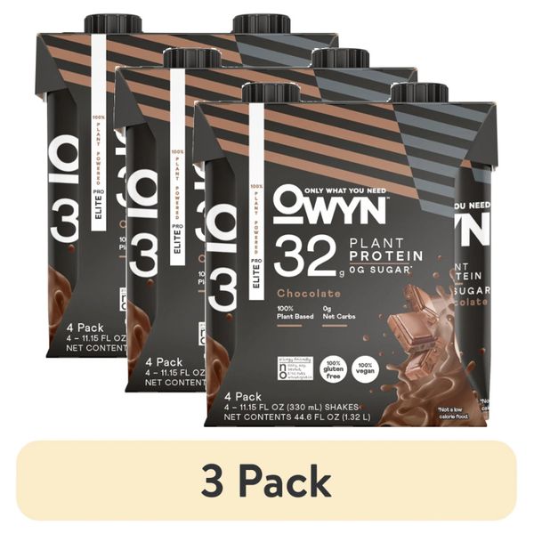 (3 Pack) OWYN Pro Elite Protein Shake Chocolate 4 Ct 32g 100% Vegan Protein