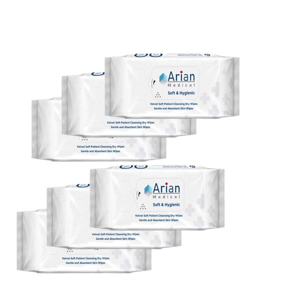 Disposable Patient Cleansing Adult Personal Care Soft Dry Wipes – 6 Packs of 100 wipes each, Wet & Dry Use, Large, Soft & Thick Biodegradable Chemical-Free, Newborns, Face Towels for Sensitive Skin