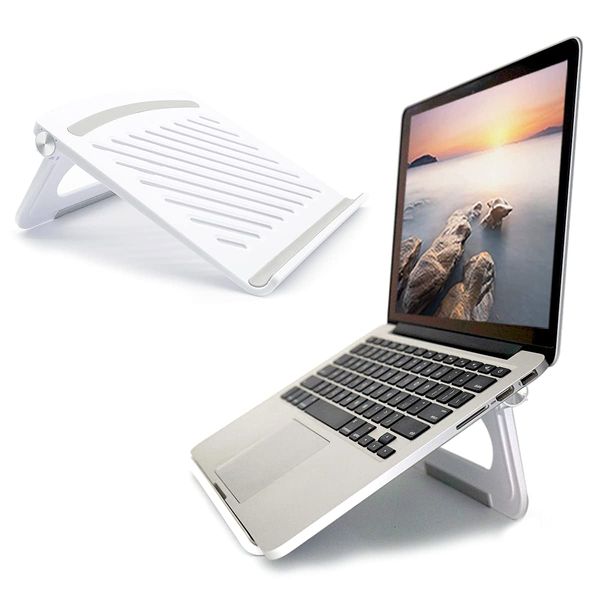 Breeze Letter Laptop Stand for Desk Stable Foldable Adjustable Multi-Angle Computer Desktop Holder Ventilated Lapdesks Riser for Mackbook, Lenovo, Dell, iPad, HP - Within 17' White