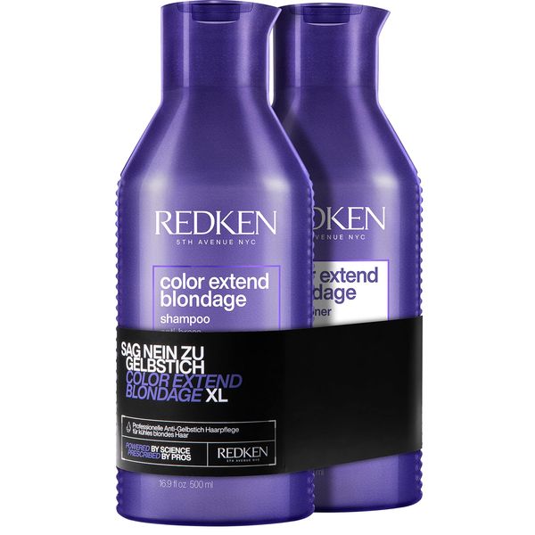 Redken XL Pflegeset für blondes und blondiertes Haar ohne Gelbstich, Mit Protein-Komplex, Color Extend Blondage Shampoo 500 ml & Conditioner 500 ml