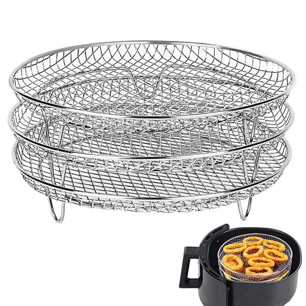 XL Air Fryer Accessories-Air Fryer Three Stackable Racks for Gowise Phillips USA Cozyna Ninjia Airfryer,Air Fryer Rack Stainless Steel Fit all 4.2QT - 5.8QT air fryer,Oven,Pressure Cooker