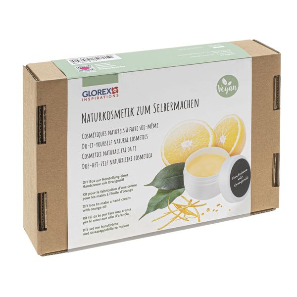 GLOREX 6 1602 400 - Naturkosmetik-Starterset zur Herstellung von ca. 120 ml Handcreme mit pflegendem Orangenöl, eine kreative Geschenkidee