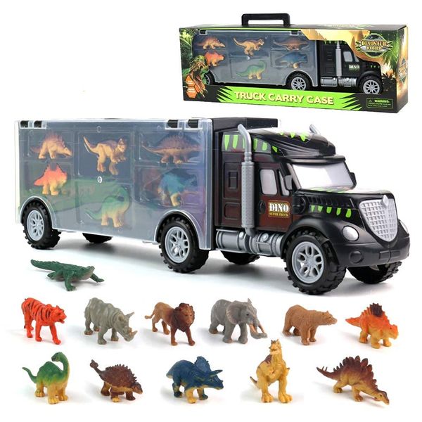 Fajiabao Dinosaur Toy, Car, Children's Toy, Educational Toys, 6 Years Old, Toy, Storage, Dinosaur Figure, Animal, Figure, 3, 4, 5 Years, Boys, Girls, Gift, Birthday Gift, Christmas Present