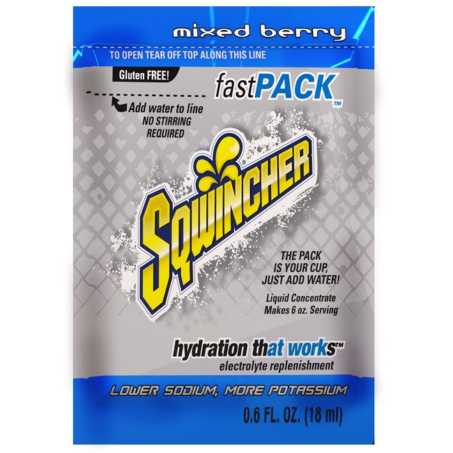 Sqwincher 015300-MB Fast Pack Liquid Concentrate Packet, 6 oz, Blue, Standard (Pack of 50)