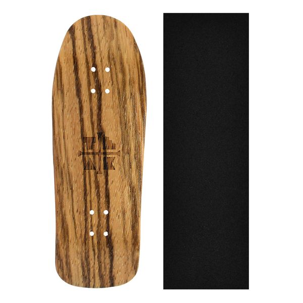 Wooden Fingerboard Carlsbad Cruiser Deck, Zebrawood - 34mm x 100mm - Handmade, Pro Shape & Size - Five Plies Wood Veneer - Includes Prolific Foam Tape - Teak Tuning