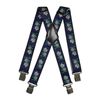 Heavy Duty X-Shape Braces/Suspenders with Edelweiss Pattern, 4cm - Dark Blue