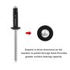 Kyuionty 60 Pcs 3/16" x 5/8" Tri-Fold Exploding Pop Rivets, Aluminum Large Head Blind Rivets (Black)