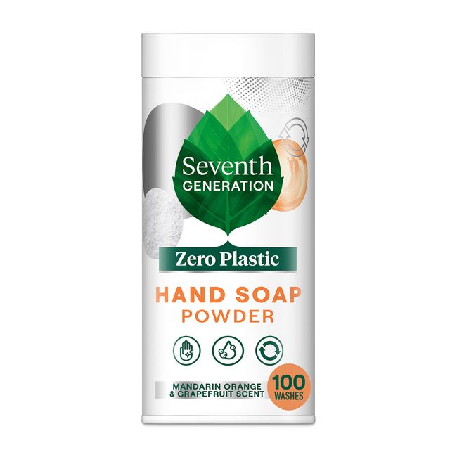 Seventh Generation Zero Plastic Hand Wash Powder Lathering Cleanser Mandarin Orange and Grapefruit Foaming 5 oz