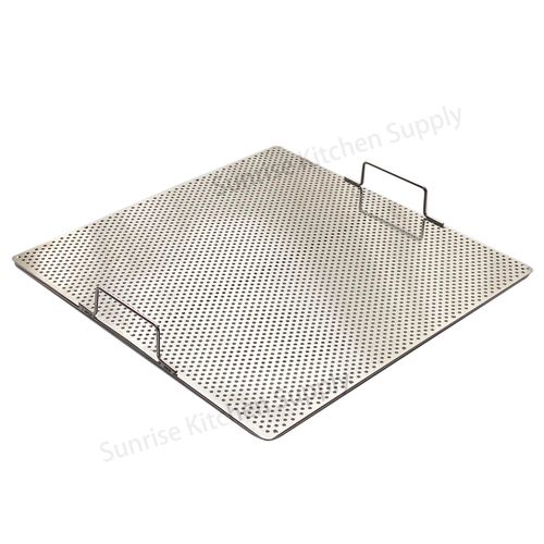 Sunrise Stainless Steel Fryer Screen with Handles (Solid Screen) (1, 13.5" x 13.5" x 1.75")