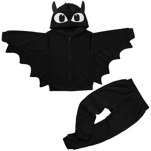 Weixinbuy Toddler Baby Boy's Girl's Halloween Costume Bat Style Cosplay Clothes Set Winter Outerwear Hooded Coat