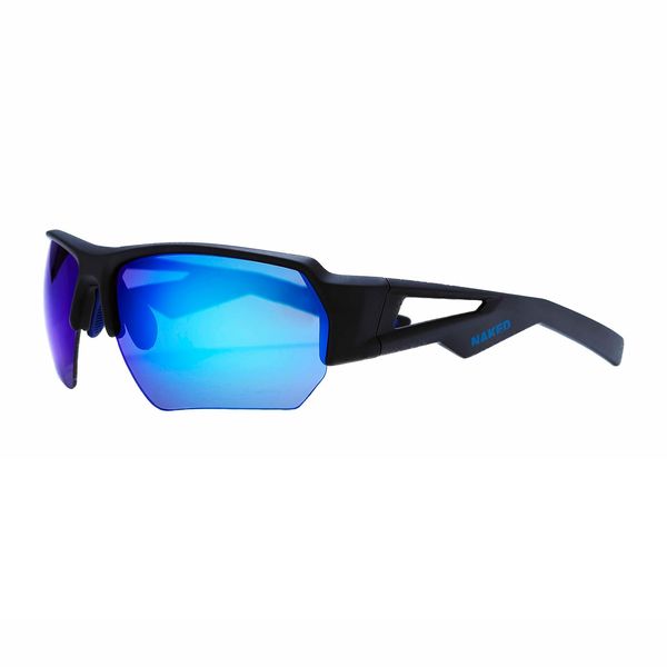 NAKED Optics Sports Sunglasses (CHARGE Halfframe Black/Lens Blue)