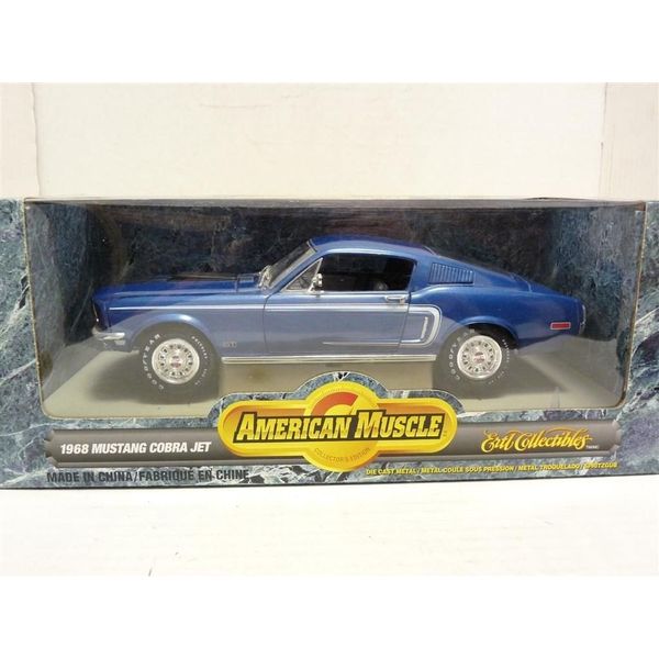 Ertl 1968 Ford Mustang GT Cobra Jet Die-Cast Car 1:18 Scale (blue)