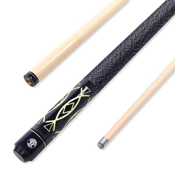 Jonny 8 Ball BLUE Geometric 2 Piece Maple Pool Snooker Cue with 10mm Tip (Grey)