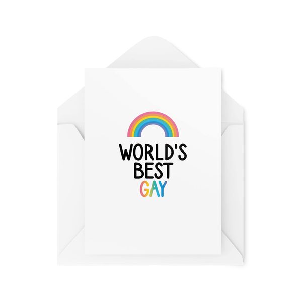 Funny LGBTQ Birthday Cards | Congratulations World's Best Gay | Fun Cards for Him | Gay Best Friend Fun Card Gay Pride Cards Cute | CBH334