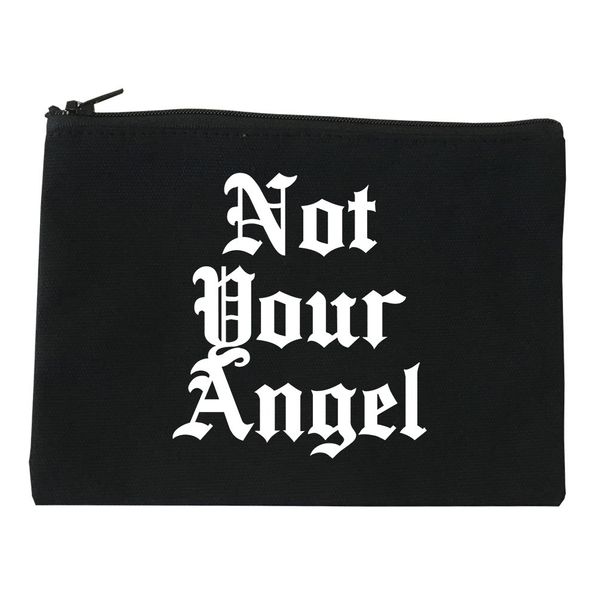 Not Your Angel Goth Cosmetic Makeup Bag Black Medium