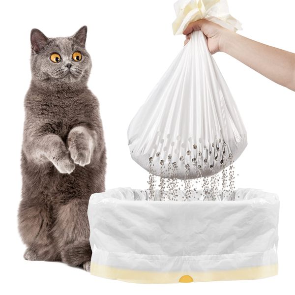 ADDPETS Cat Litter Bags 14-Count,Sifting Litter Box Liner,Drawstring Cat Heavy Duty Litter Box Liners,Jumbo Cat Litter Liners,Super Thick Litter Bags,Cat Litter Box Liners