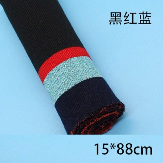 Striped Rib Knit Fabric Collar and Cuff