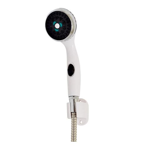 White Shower Head with Stainless Steel Hose