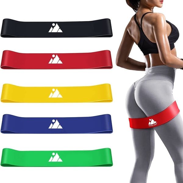 Resistance Bands, AGM Exercise Fitness Bands with 5 Resistance Levels for Legs and Glutes, Home Gym Fitness Full Body Workouts -Carry Case Included