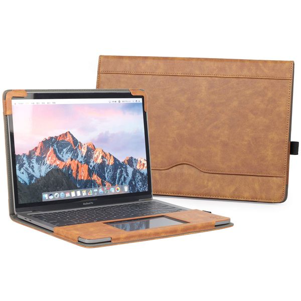 TYTX Compatible with MacBook Air Leather Case 13 Inch 2021 2020 2019 2018 (A2337 A2179 A1932) Laptop Sleeve Protective Folio Book Cover (New MacBook Air 13", Brown)